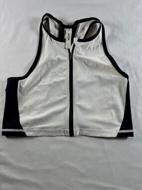 Victoria Secret Sport Zip Up Workout Top Women Size Lg White and Black New